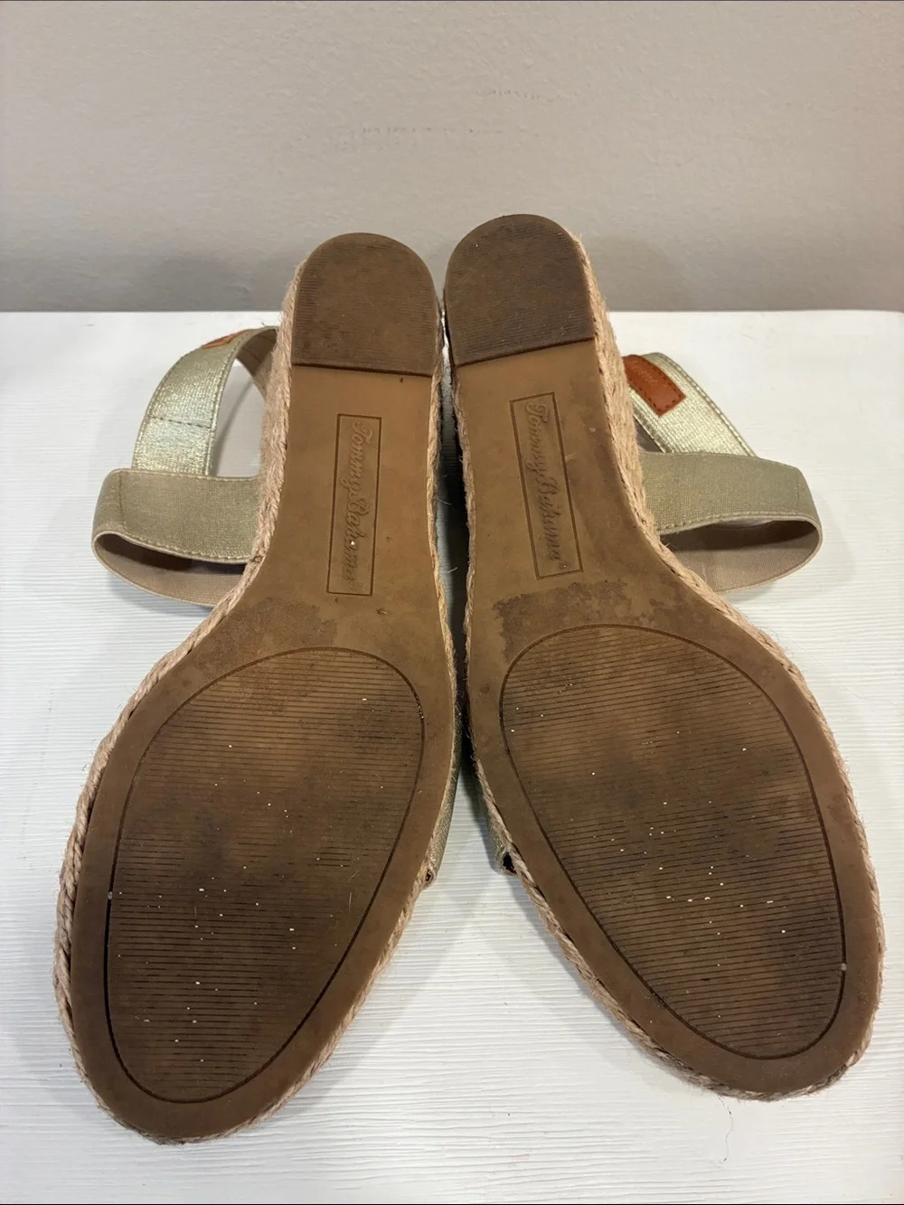 Tommy Bahama Gold Espadrille Wedge Sandals - Women's Summer Slip-On